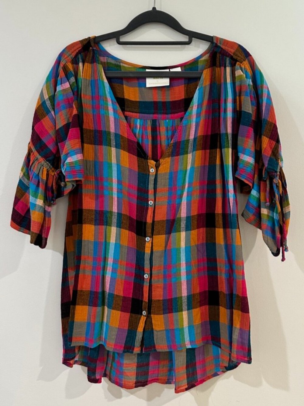 Maeve for Anthropologie multicolor plaid blouse size small